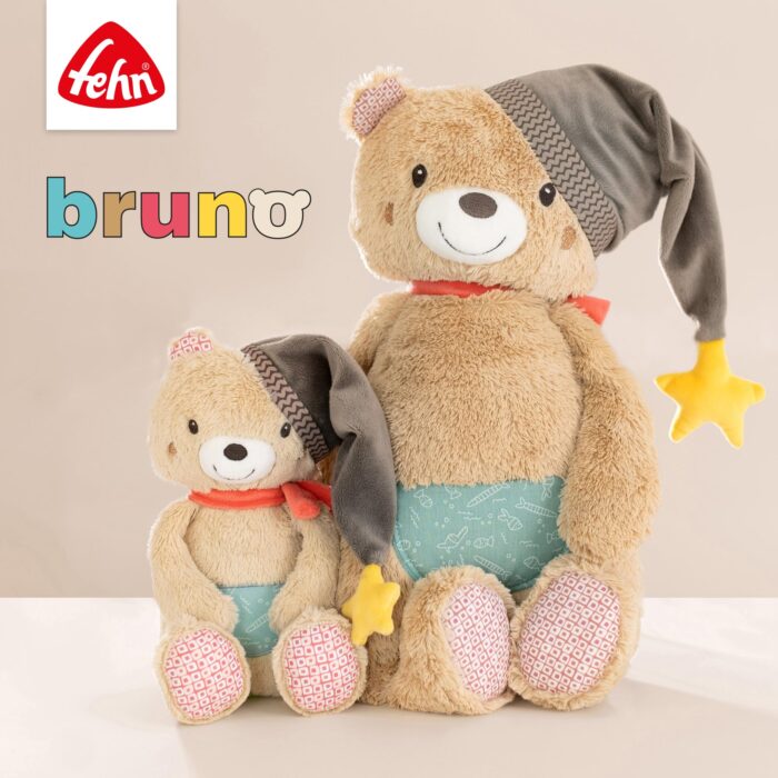 Fehn Kuscheltier Bär Bruno – Weicher Teddybär für Neugeborene als Einschlafhilfe - Stofftier zum Greifen, Fühlen – Bild 2