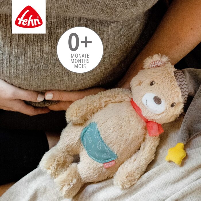 Fehn Kuscheltier Bär Bruno – Weicher Teddybär für Neugeborene als Einschlafhilfe - Stofftier zum Greifen, Fühlen – Bild 5